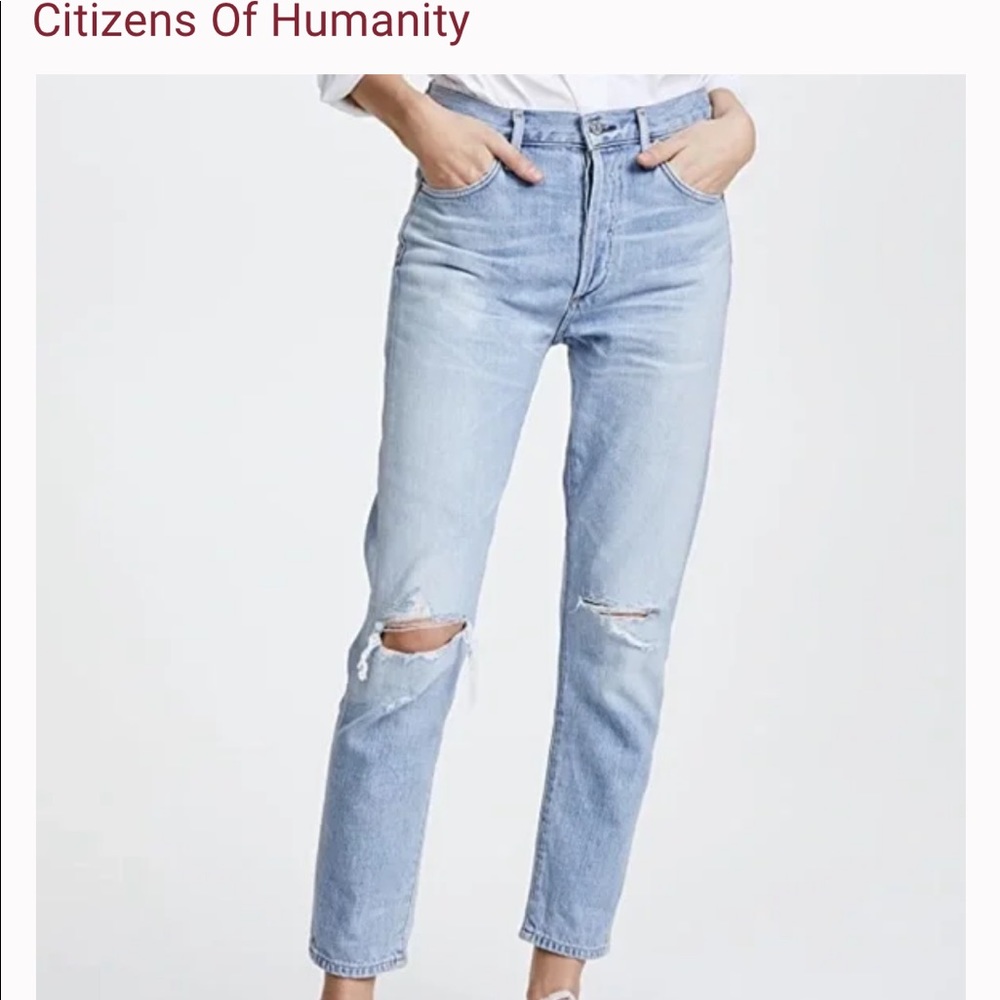 Citizens of Humanity Liya High Rise Classic Fit Crop Jean Distressed Button Fly